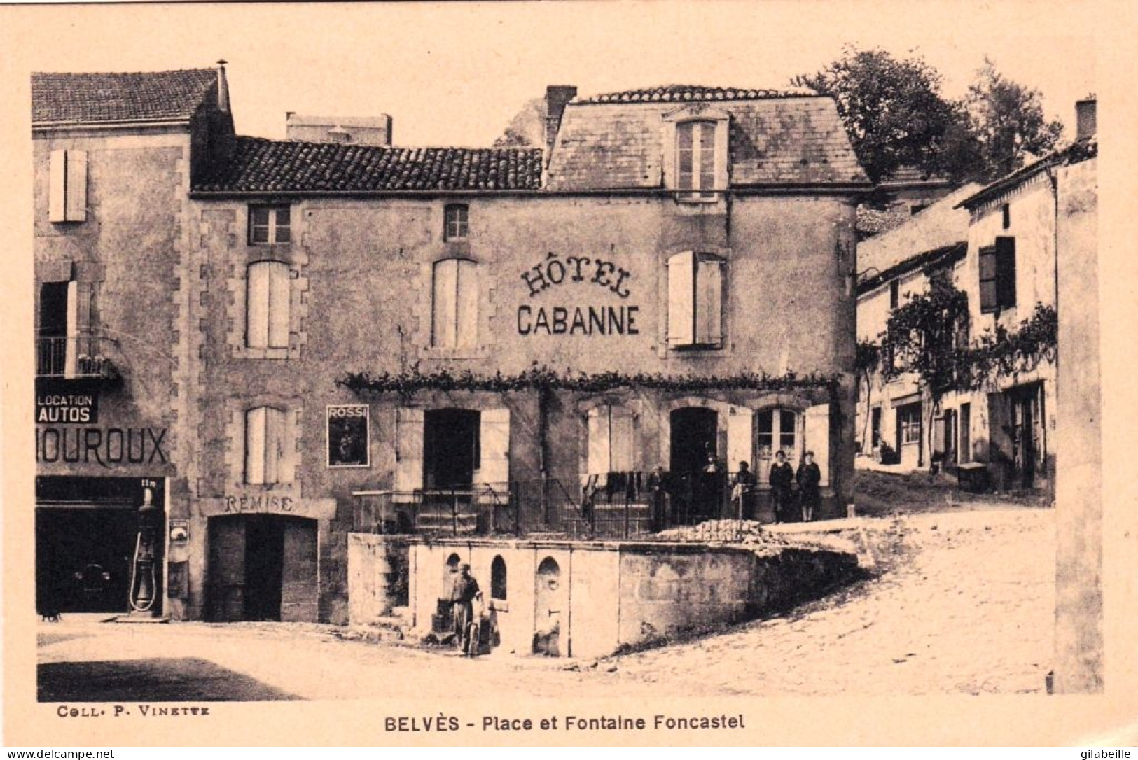 24 - Dordogne -BELVES - Place Et Fontaine Foncastel - Hotel Cabanne - Other & Unclassified