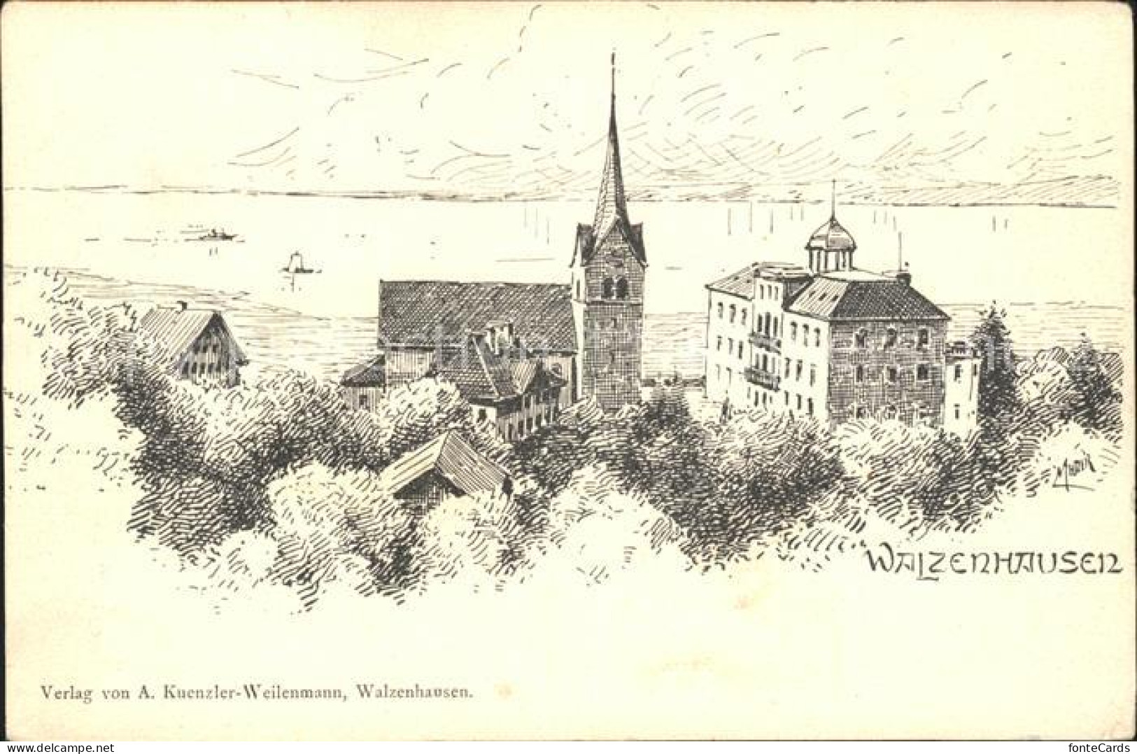 11902666 Walzenhausen AR Kirche Zeichnung Walzenhausen - Andere & Zonder Classificatie