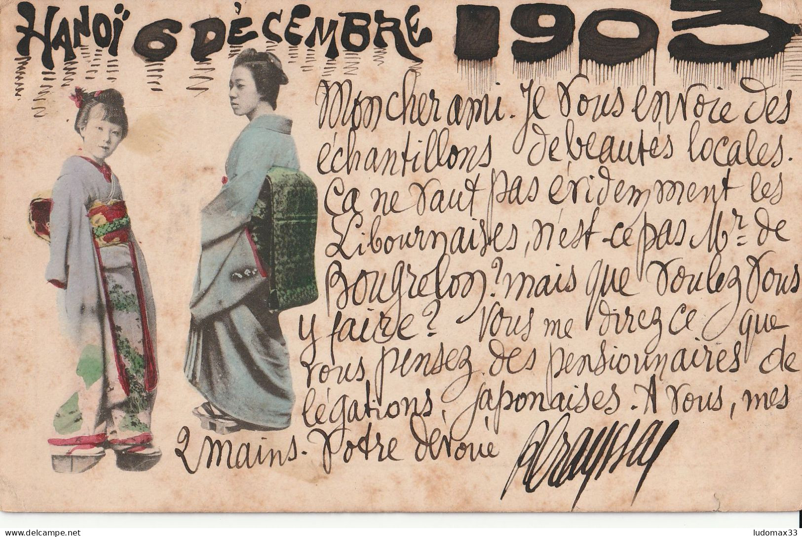 2 Femmes Tenue Traditionnelles Hanoi 1903 - Otros & Sin Clasificación