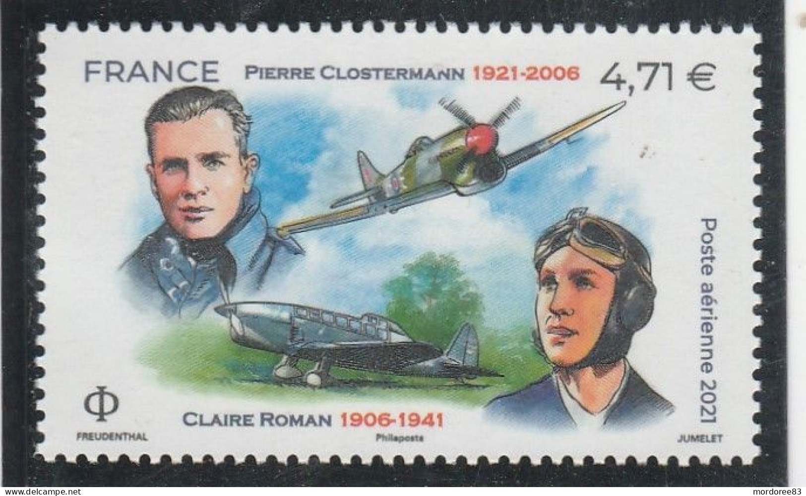 FRANCE 2021 POSTE AERIENNE PIERRE CLOSTERMANN ET CLAIRE ROMAN PA 85 NEUF** - 1960-.... Postfris