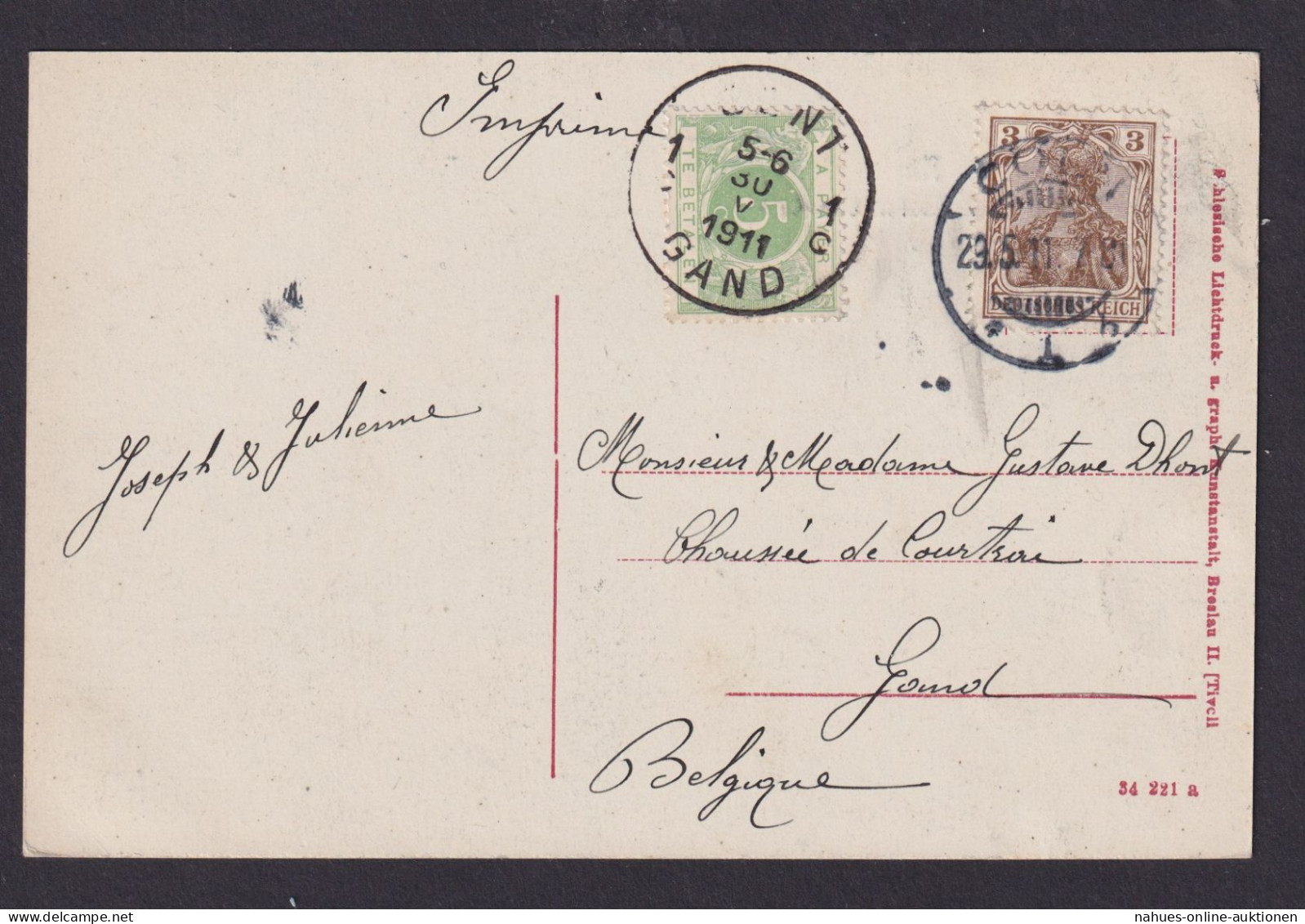 Briefmarken Deutsches Reich Brief Germania Mit Portomarke Nachgebühr Belgien - Lettres & Documents