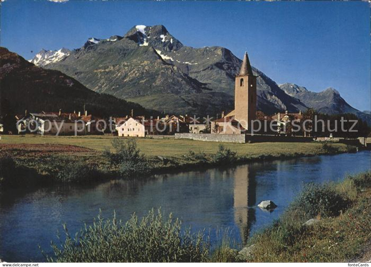 11890916 Sils Baselgia Partie Am Inn Mit Kirche Und Piz La Margna Sils/Segl Base - Other & Unclassified