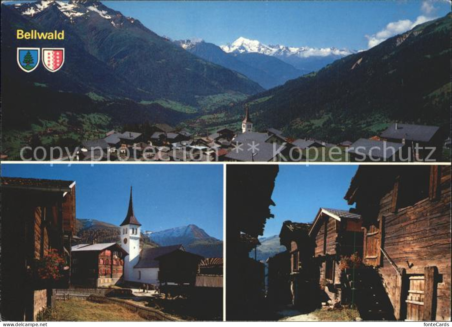 11890006 Bellwald Mit Weisshorn Kirche Und Alte Gasse Bellwald - Sonstige & Ohne Zuordnung