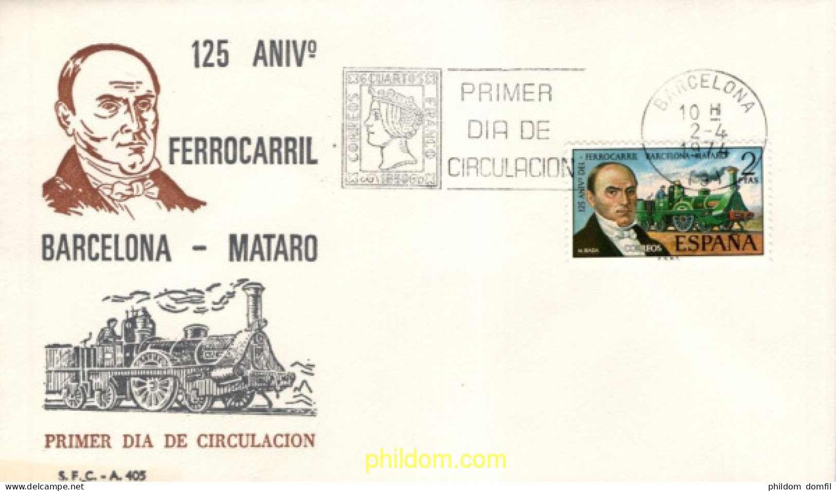 730553 MNH ESPAÑA 1974 125 ANIVERSARIO FERROCARRIL BARCELONA-MATARO - Neufs