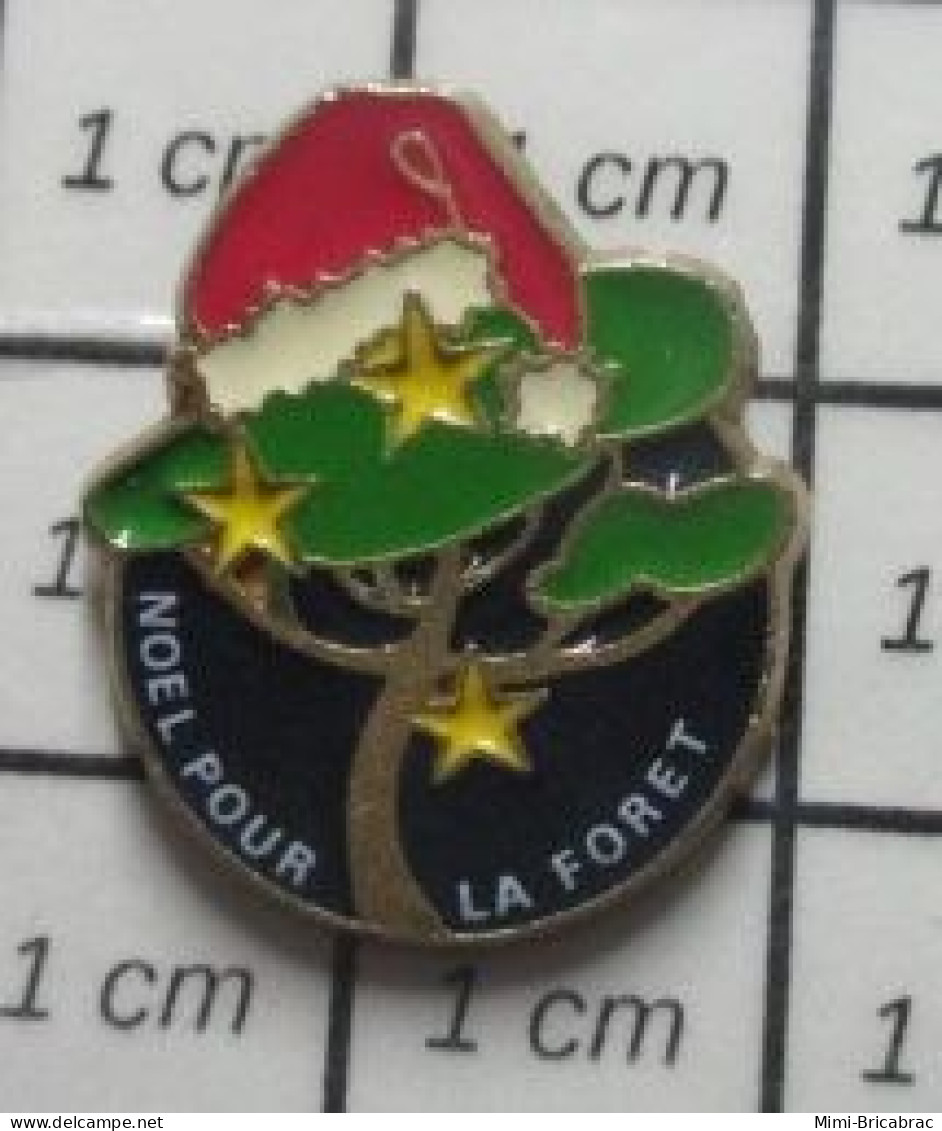 1818c Pin's Pins / Beau Et Rare / NOEL / BONNET DE PERE NOEL ET ARBRE VERT Par FONDATION DE LA FORET - Natale