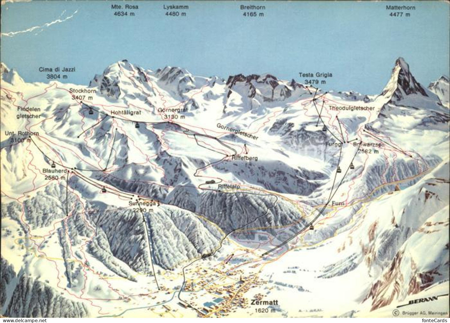 11889616 Zermatt VS Panoramakarte Mit Loipen  - Autres & Non Classés