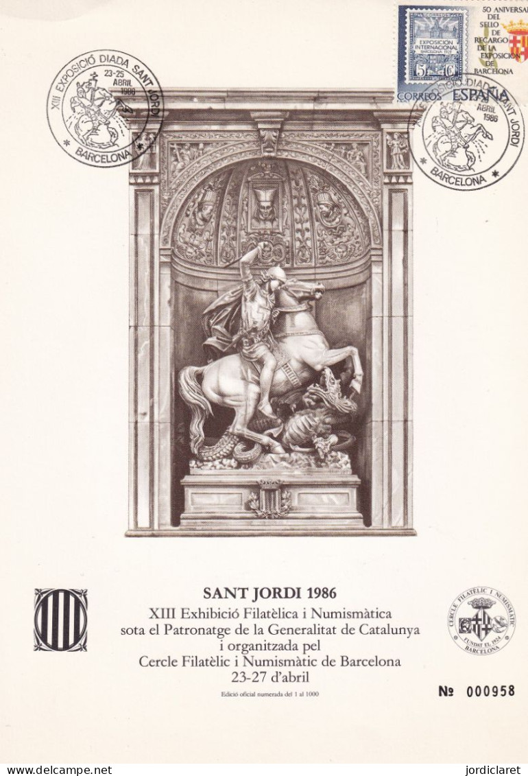 MATASELLOS 1986 BARCELONA  SANT JORDI   -- SAINT GEORGES - Covers & Documents