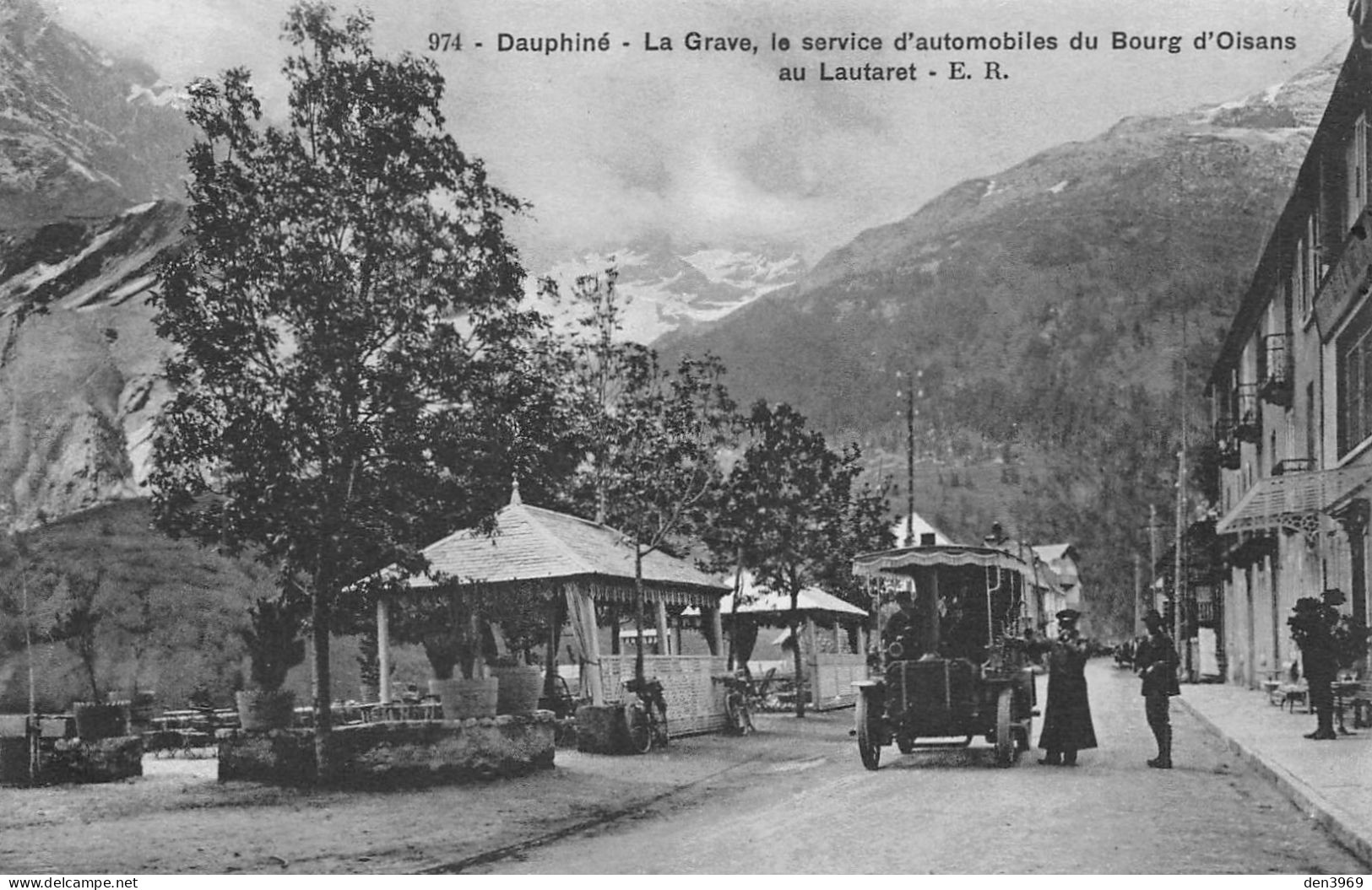 La GRAVE (Hautes-Alpes) - Le Service D'automobiles Du Bourg D'Oisans Au Lautaret - Voyagé 1909 (2 Scans) - Other & Unclassified