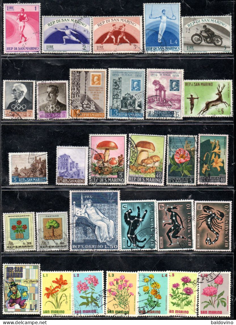 S. Marino 1954/1971 Lotto 32 Esemplari Usati (vedi Descrizione). - Colecciones & Series