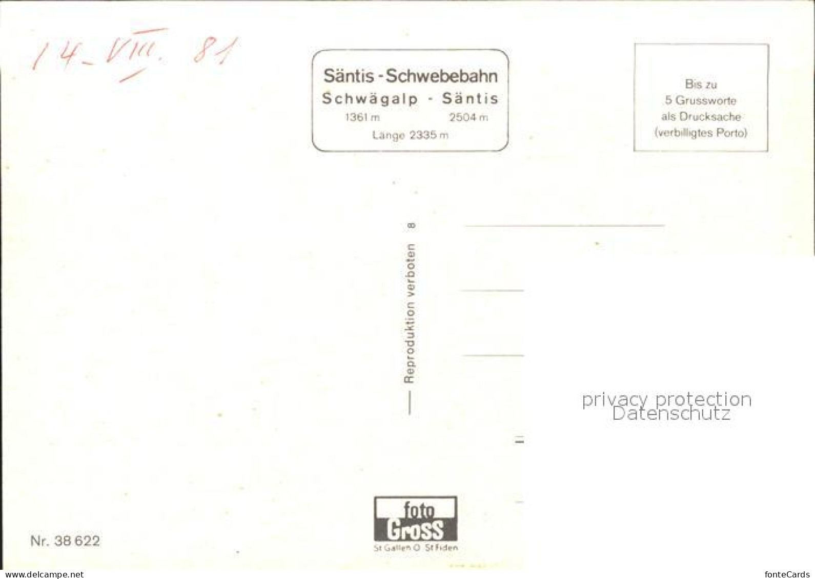 11888376 Saentis AR Schwebebahn Schwaegalp Saentis AR - Other & Unclassified