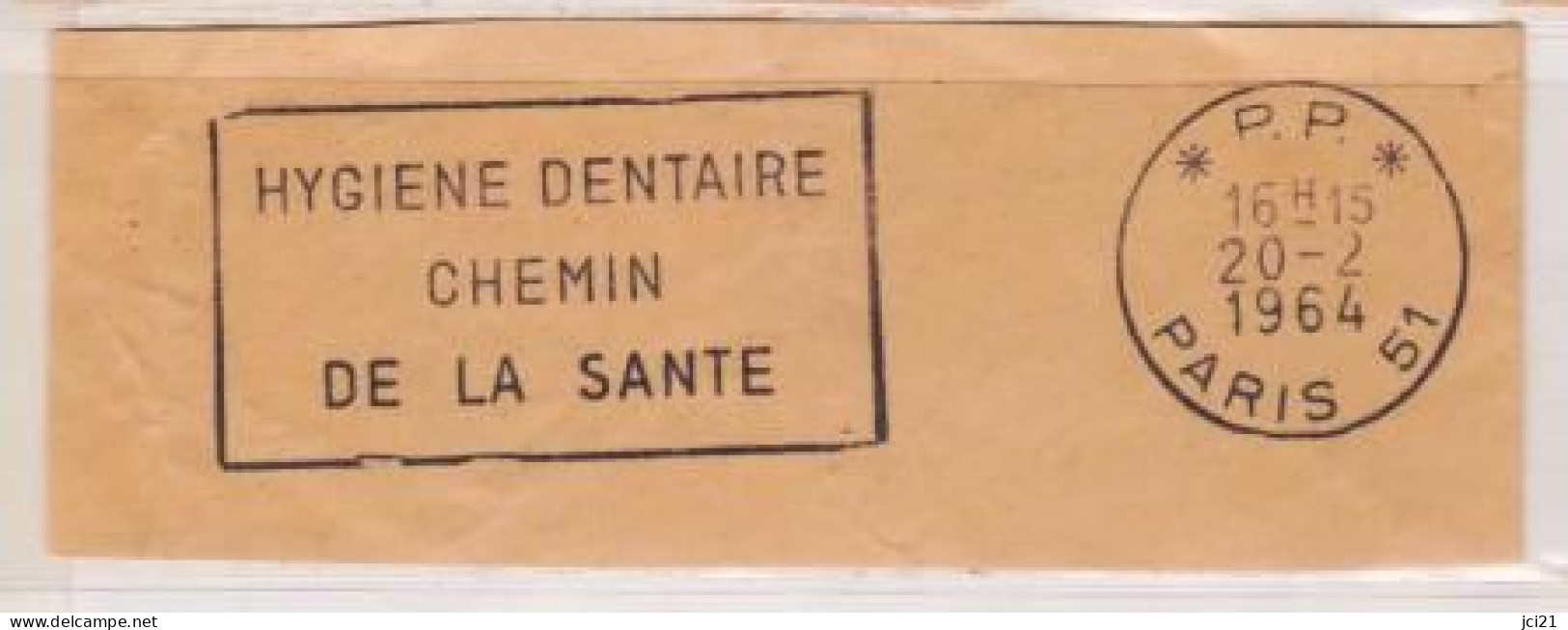 Port Payé PP PARIS 51 (Hygiène Dentaire Chemin De La Santé) Sur Fragment _F133 - Oblitérations Mécaniques (flammes)