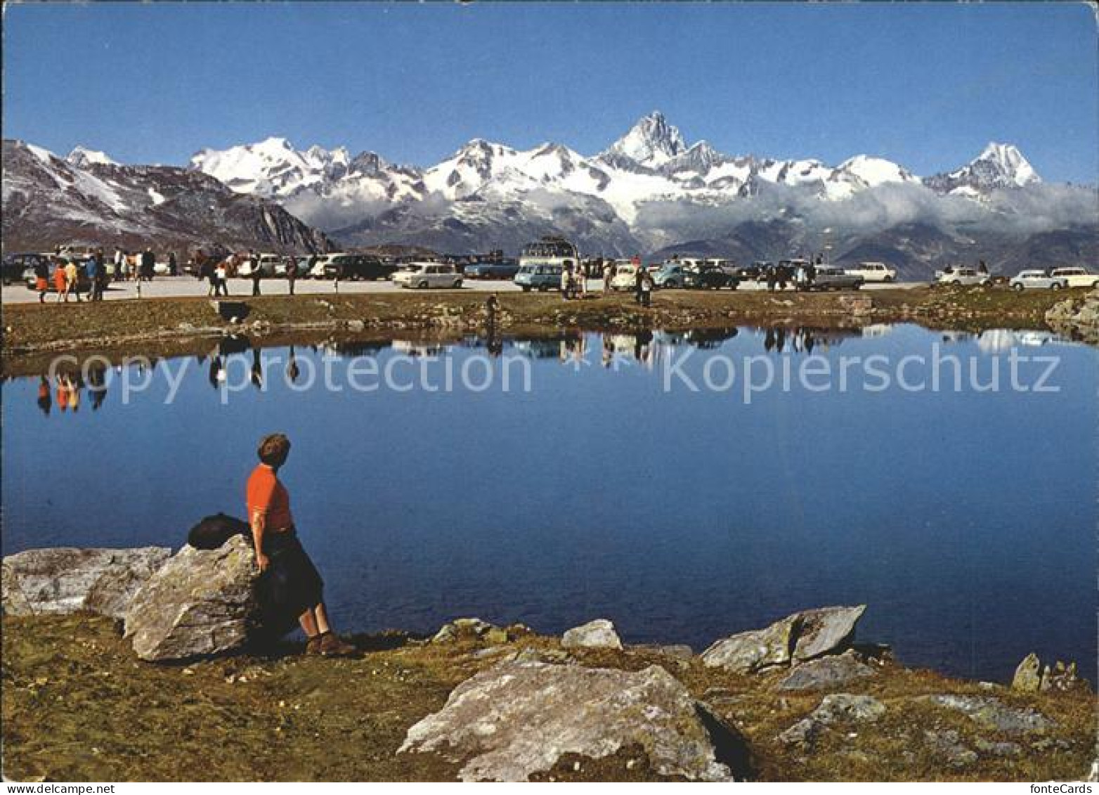 11888116 Nufenenpass Mit Aletschhorn Finsteraahorn Autos Passsee Nufenenpass - Autres & Non Classés