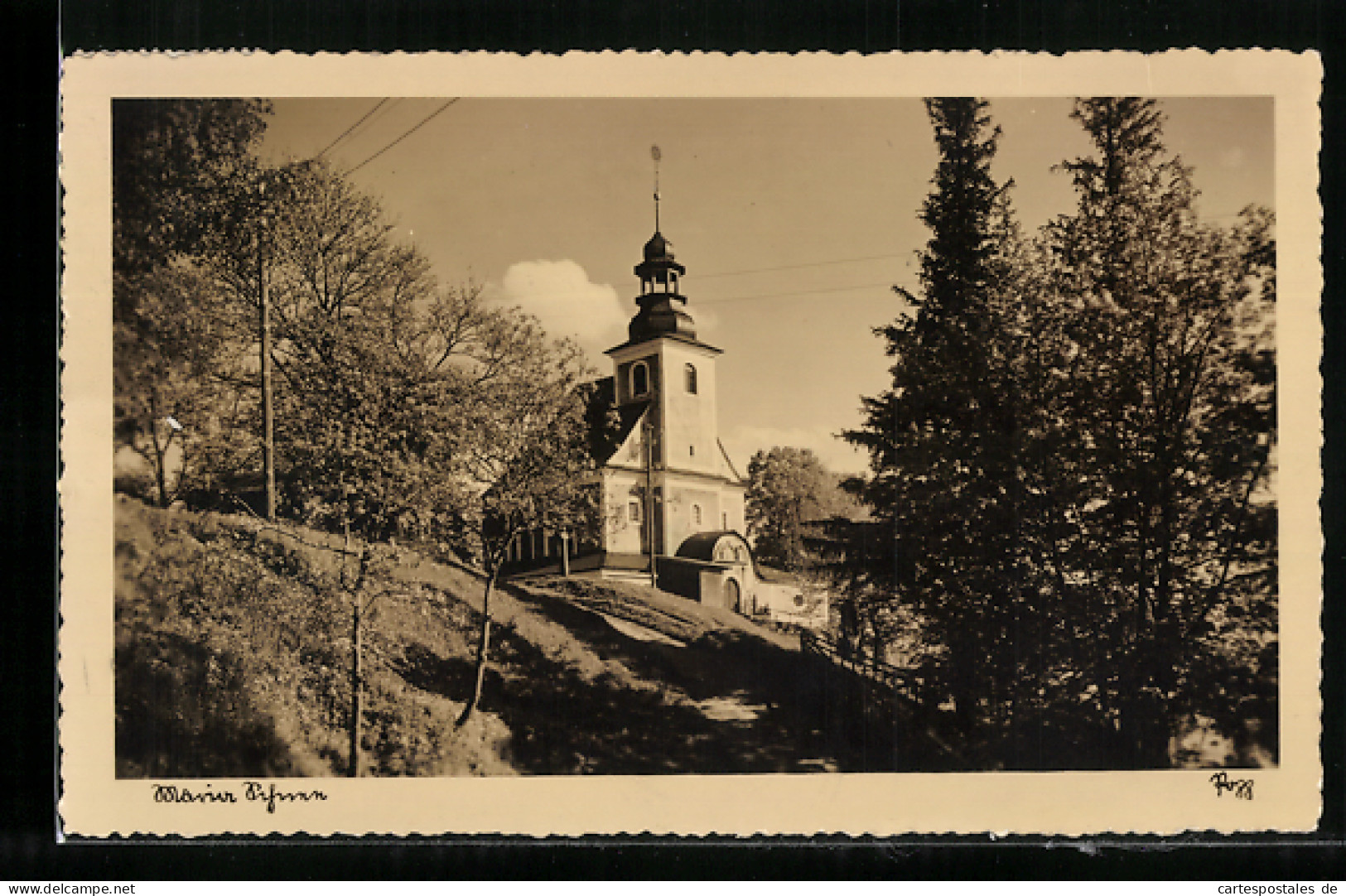 AK Maria Schnee, Ortspartie Mit Kirche  - Schlesien