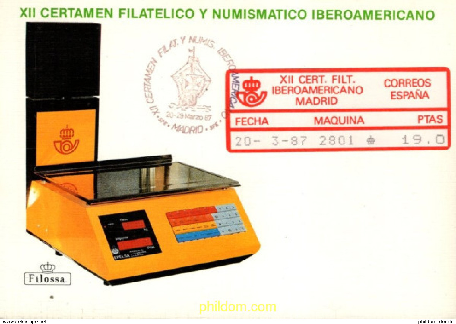 730555 MNH ESPAÑA 1987 XII CERTAMEN FILATELICO IBEROAMERICNO MADRID - Unused Stamps