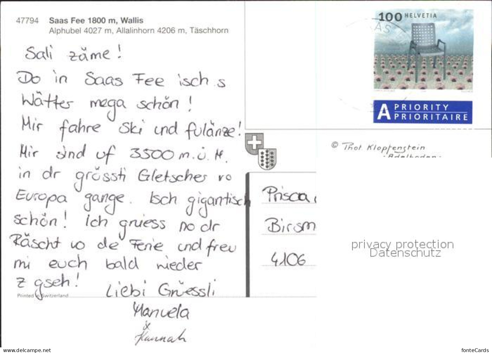 11881006 Saas-Fee Alphubel Allalinhorn Taeschhorn Saas-Fee - Andere & Zonder Classificatie