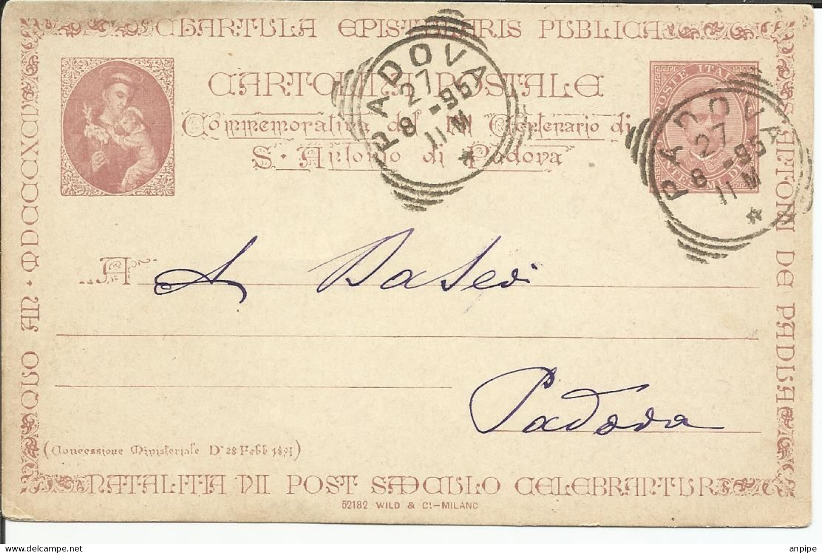 ITALIA, 1891 - Cartes-Maximum (CM)