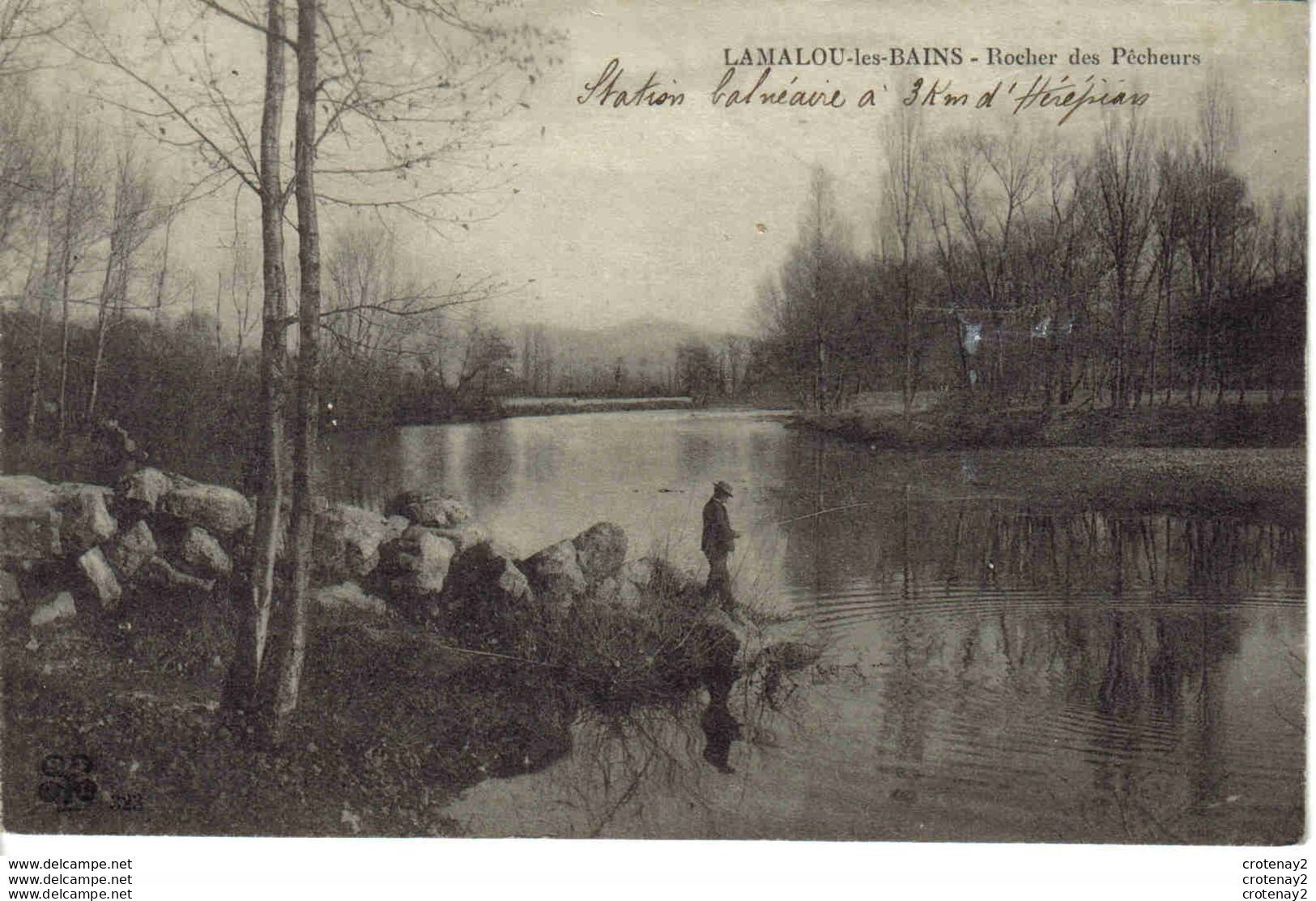 34 LAMALOU LES BAINS Rocher Des Pêcheurs Pêcheur à La Ligne VOIR DOS - Lamalou Les Bains