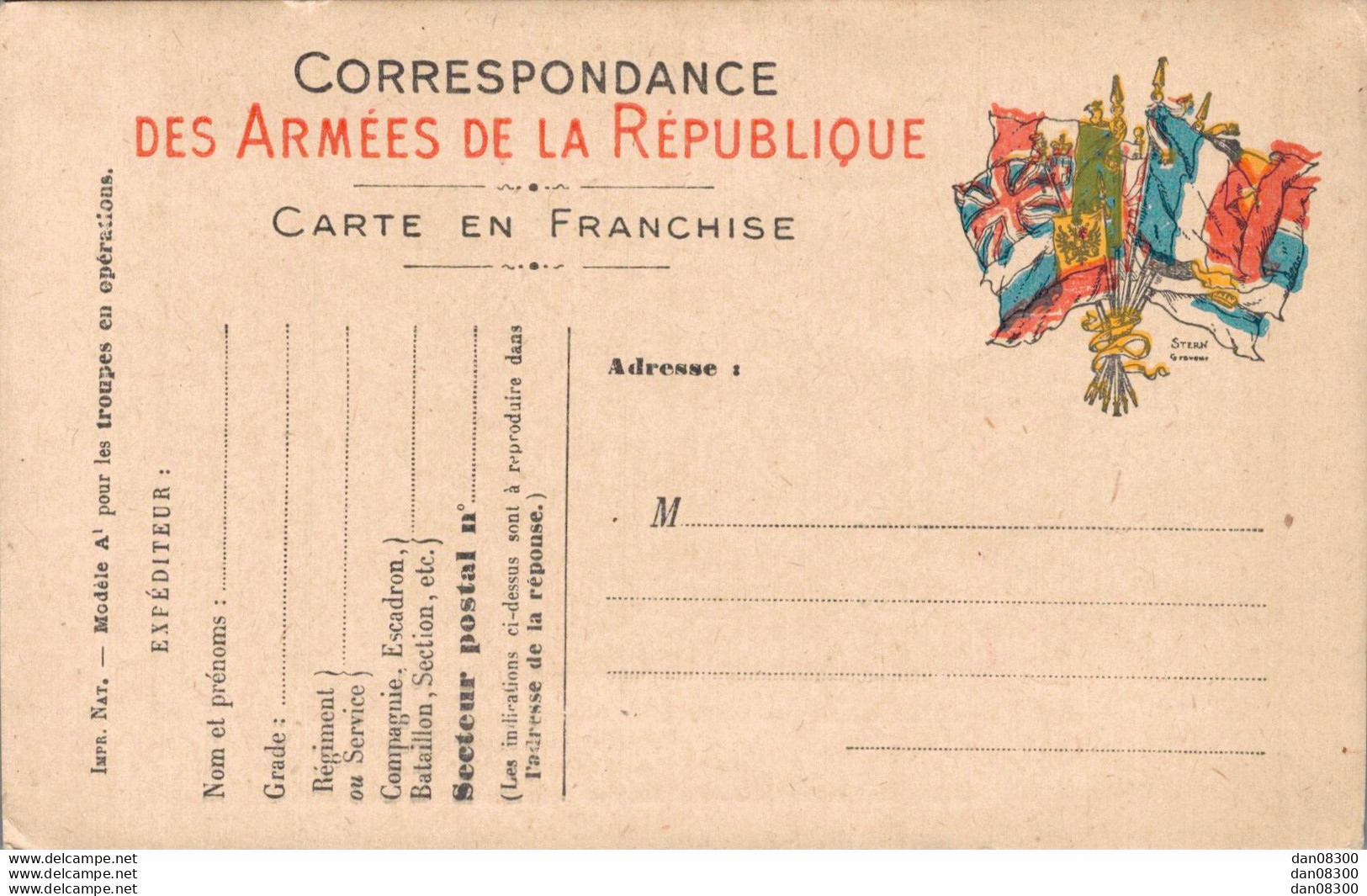 CORRESPONDANCE DES ARMEES DE LA REPUBLIQUE - Guerre 1914-18