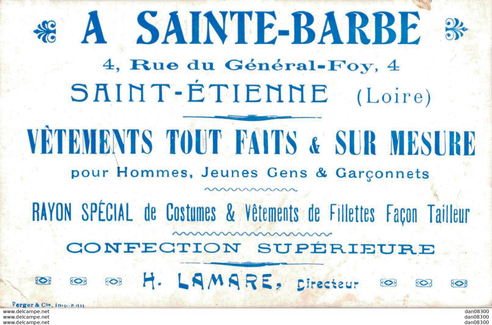 INFANTERIE SORTIE D'UN PERMISSIONNAIRE CARTE PUB A SAINTE BARBE 4 RUE GENERAL FOY SAINT ETIENNE - Kasernen