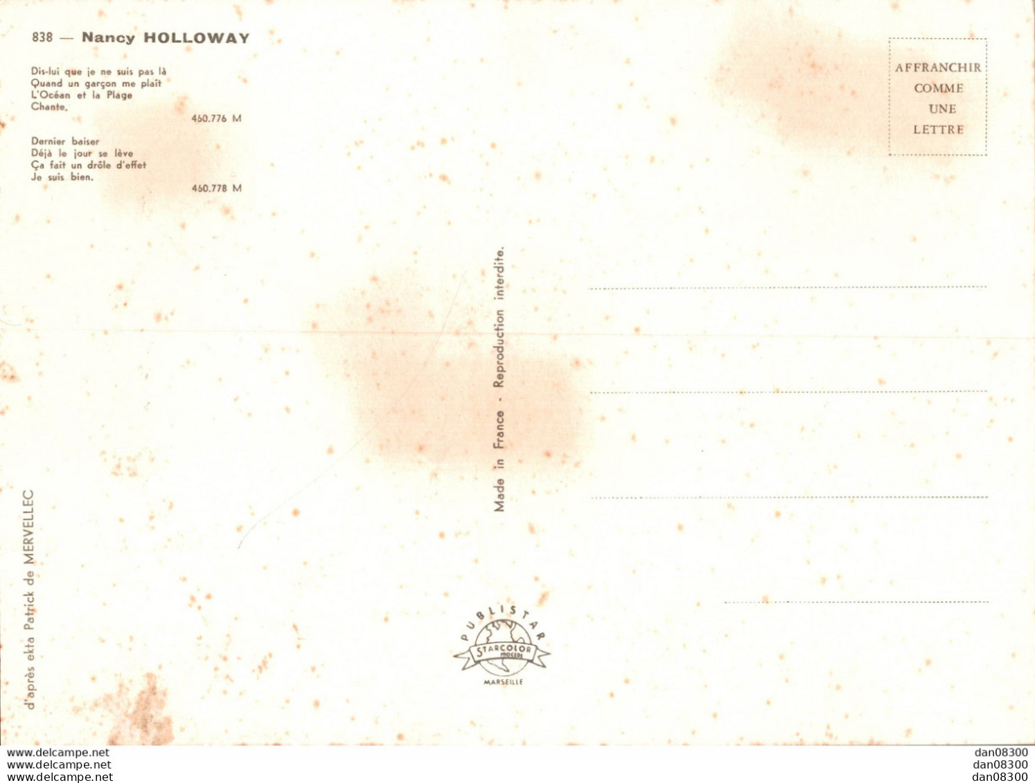 GRANDE CARTE DE 21 X 15 CMS DE NANCY HOLLOWAY - Chanteurs & Musiciens