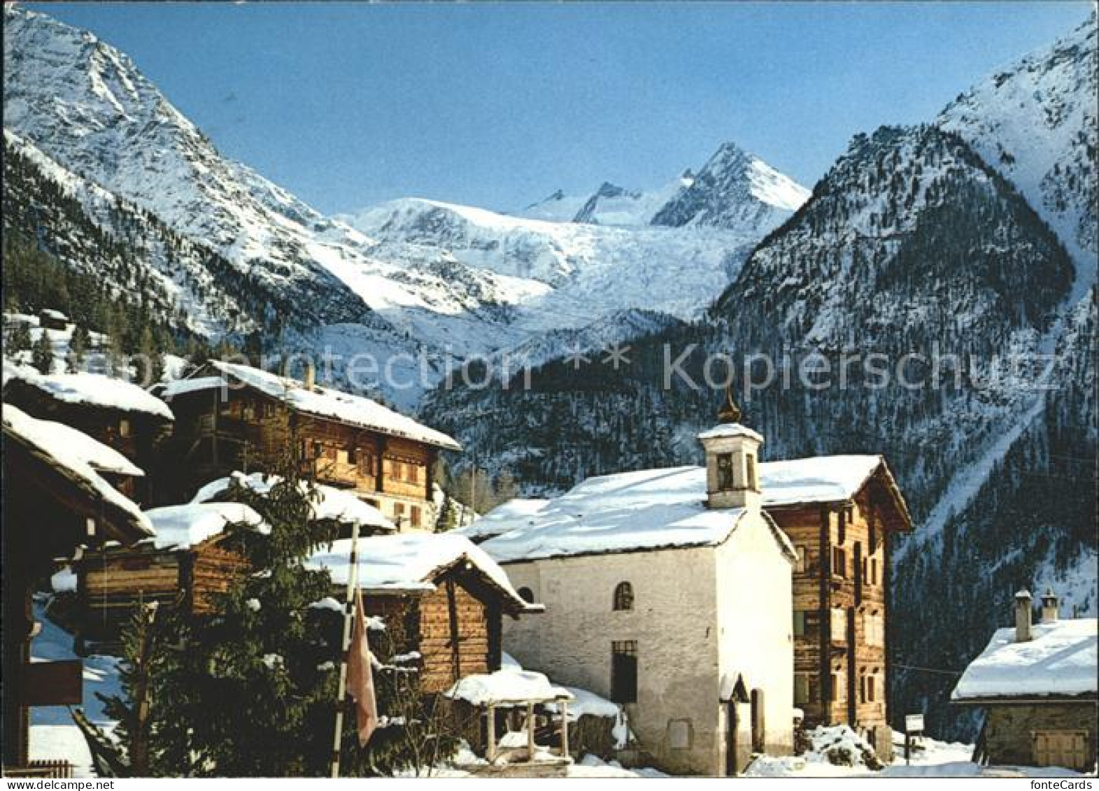 11877416 Ried Graechen VS Dorfpartie Mit Riedgletscher Und Nadelhorn Graechen - Autres & Non Classés