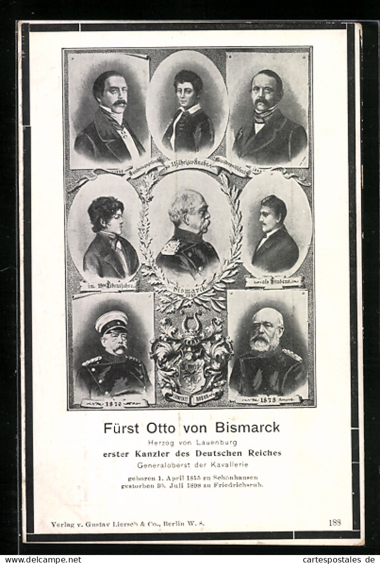AK Fürst Bismarck Jung Und Alt, Acht Portraits  - Personajes Históricos