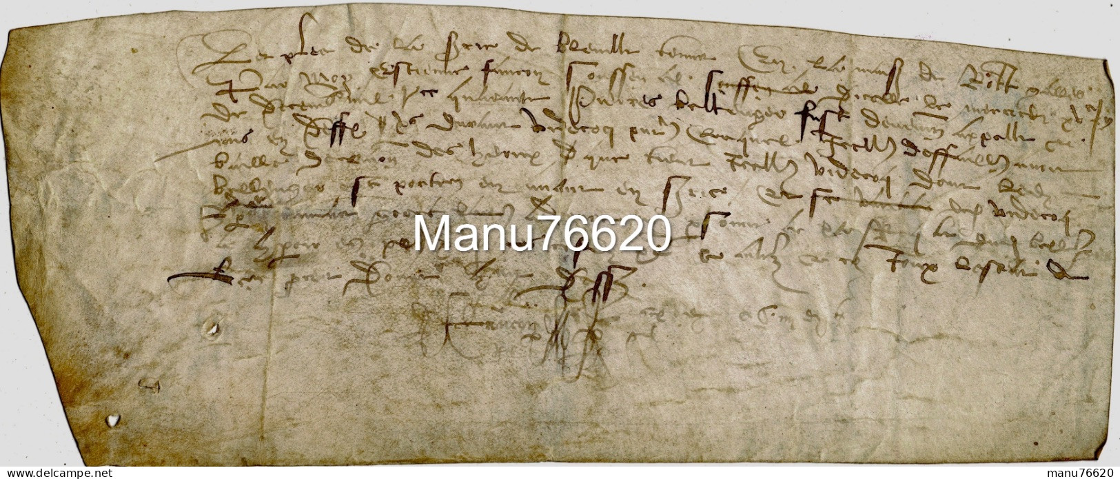 Ref 2 - RARE!, Lettre, Document Notarial , Le Havre Et Environs , écritures Très Anciennes , Papier épais. - Manuskripte