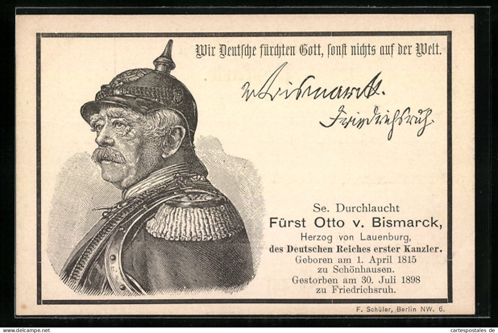 AK Fürst Otto Von Bismarck Mit Pickelhaube  - Personajes Históricos
