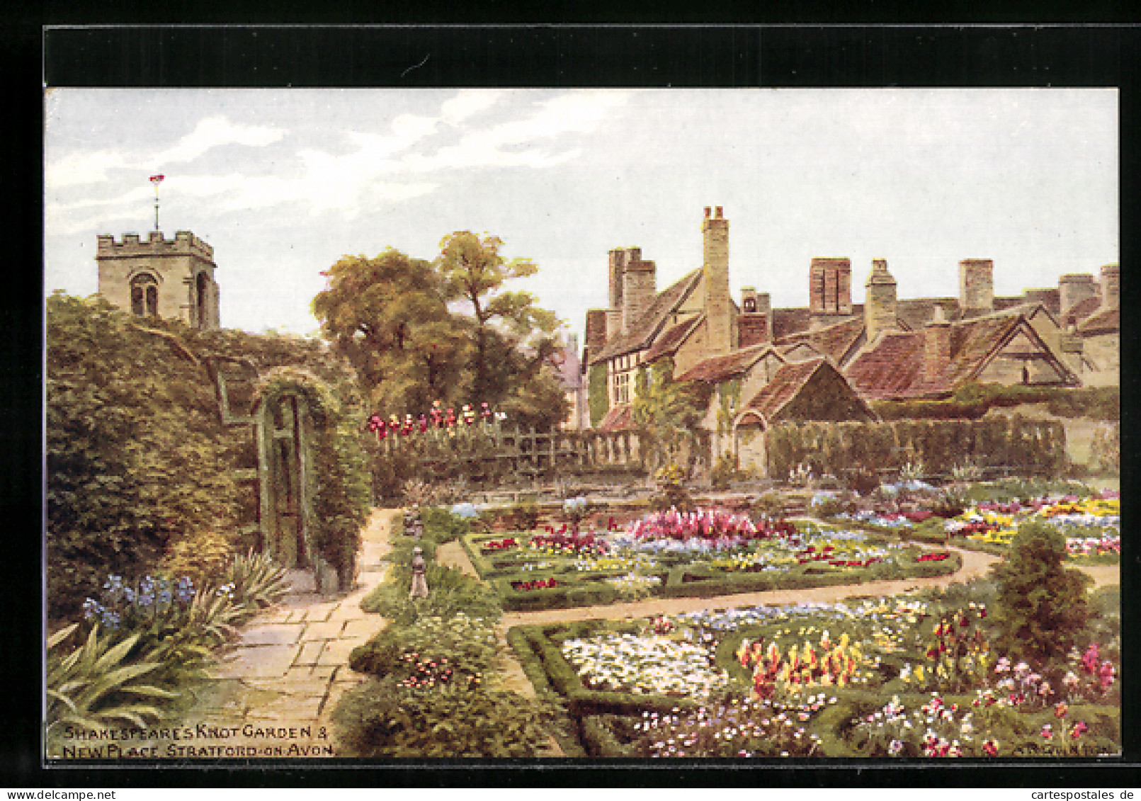 Künstler-AK A. R. Quinton: Stratford-on-Avon, New Place, Shakespeare`s Knot Garden  - Other & Unclassified