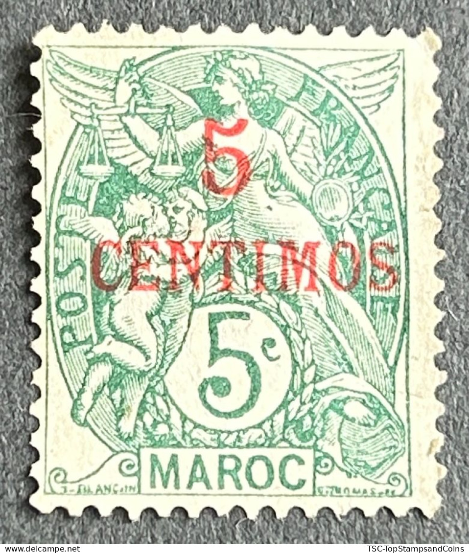 FRMA0011Ua - Type Sage With Spanish Surcharge - 5 Centimos - Morocco - 1902 - Gebruikt