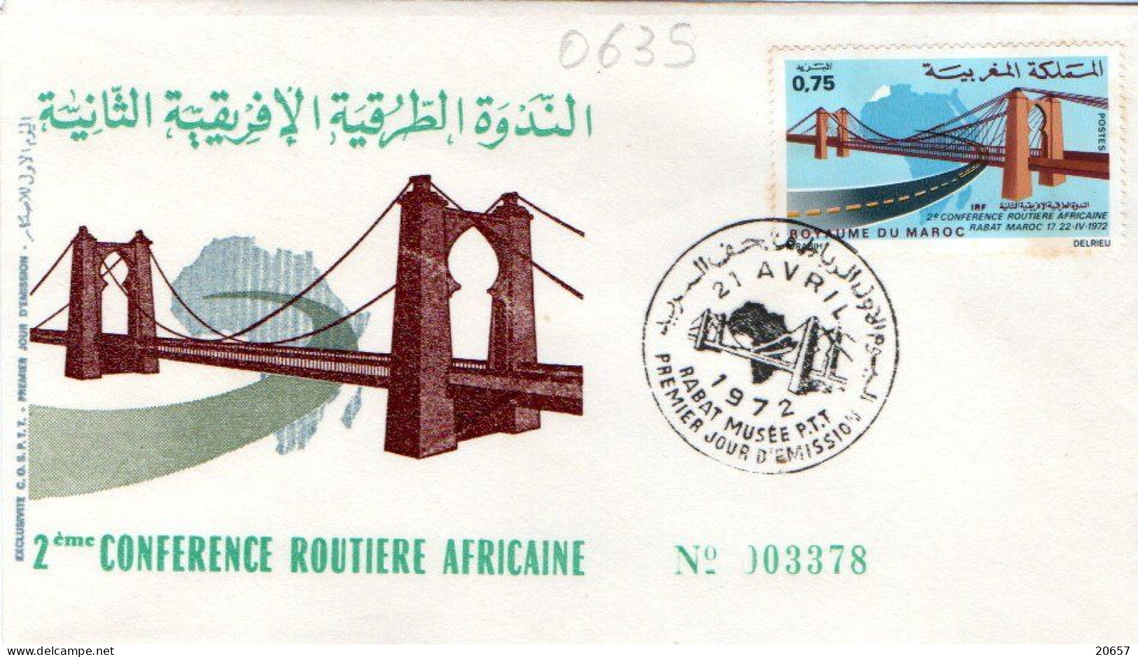 Maroc Al Maghrib 0635 Fdc Infrastructures Routières, Pont - Bruggen