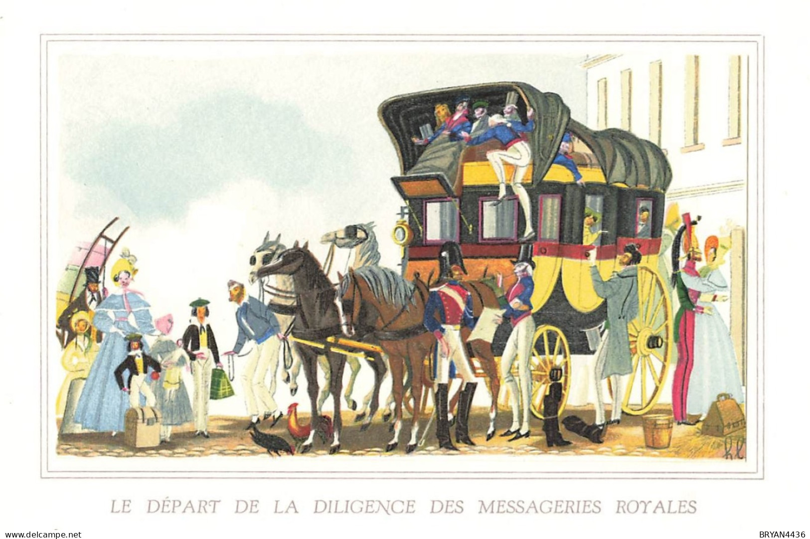 Henry LEMARIE - ILLUSTRATEUR - LE DEPART De La  DILIGENCE Des MESSAGERIES ROYALES - Carte Semi Moderne édition D' ART - Autres & Non Classés