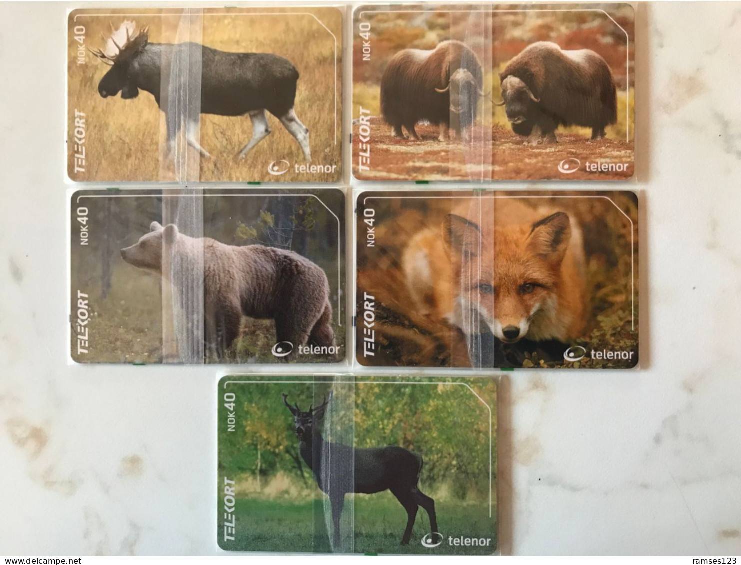 NORWAY LOT   5  TELENOR  ANIMALS   MINT IN SEALED - Noruega