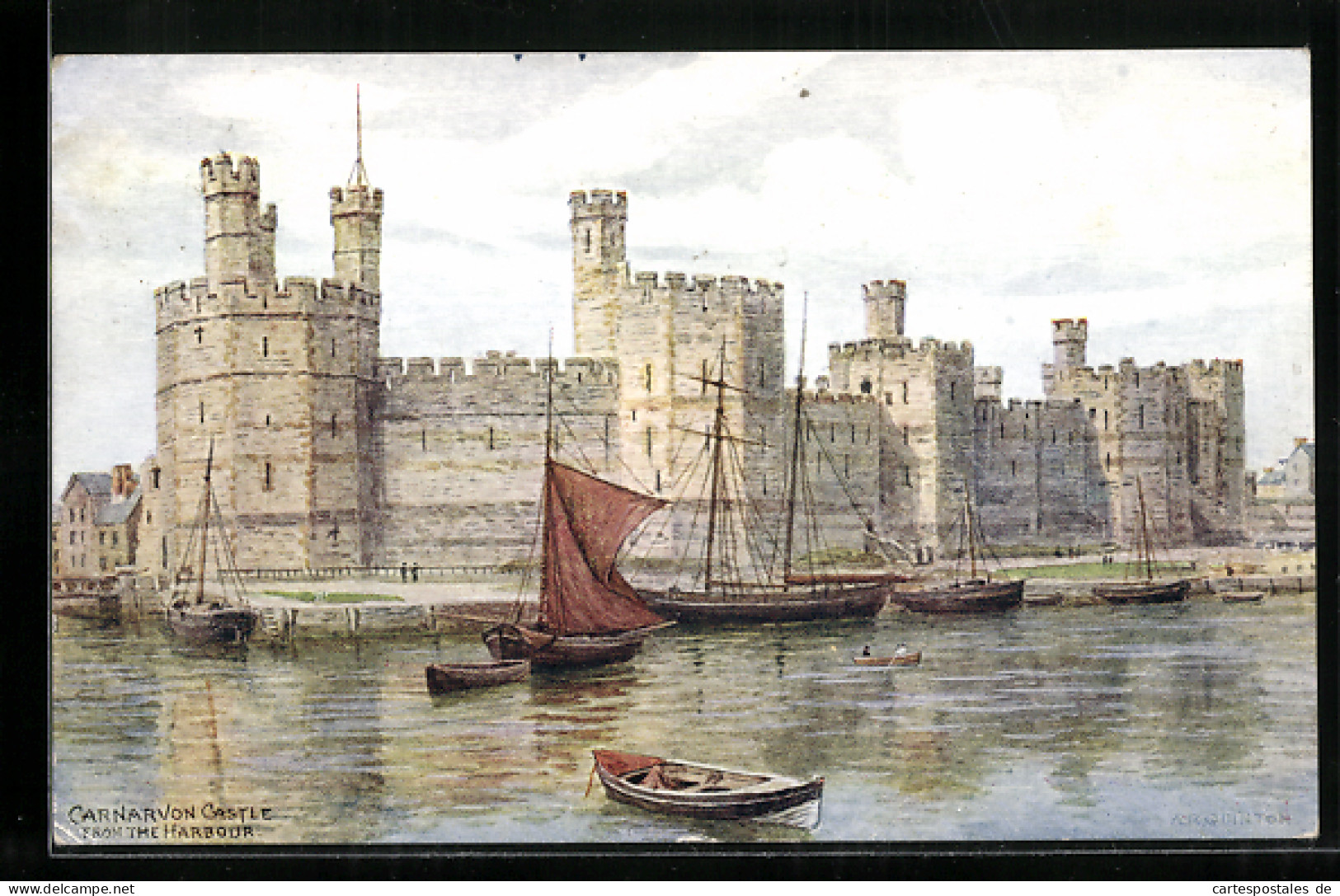Künstler-AK A. R. Quinton: Carnarvon, Castle From The Harbour  - Andere & Zonder Classificatie