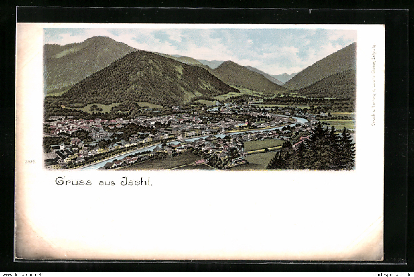 Lithographie Ischl, Ortsansicht Gegen Die Berge  - Sonstige & Ohne Zuordnung