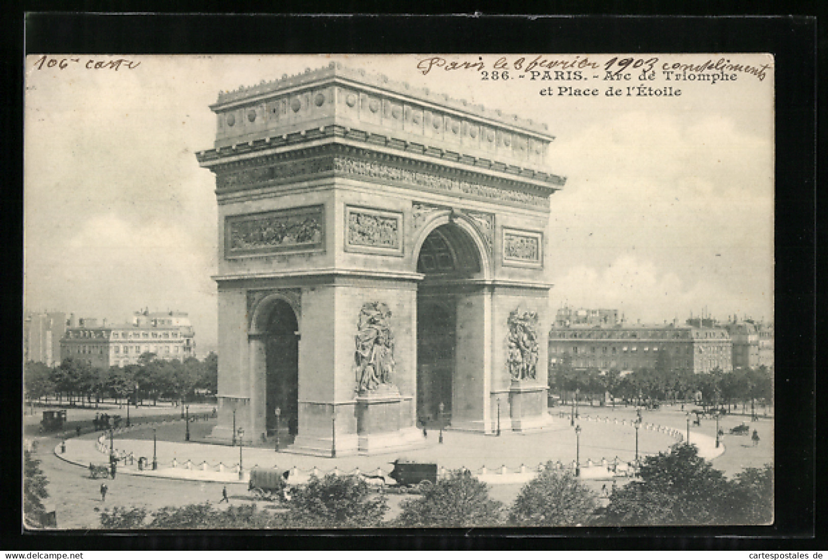 AK Paris, La Place De L`Étoile Avec L`Arc De Triomphe, Sternplatz Mit Triumphbogen  - Otros & Sin Clasificación