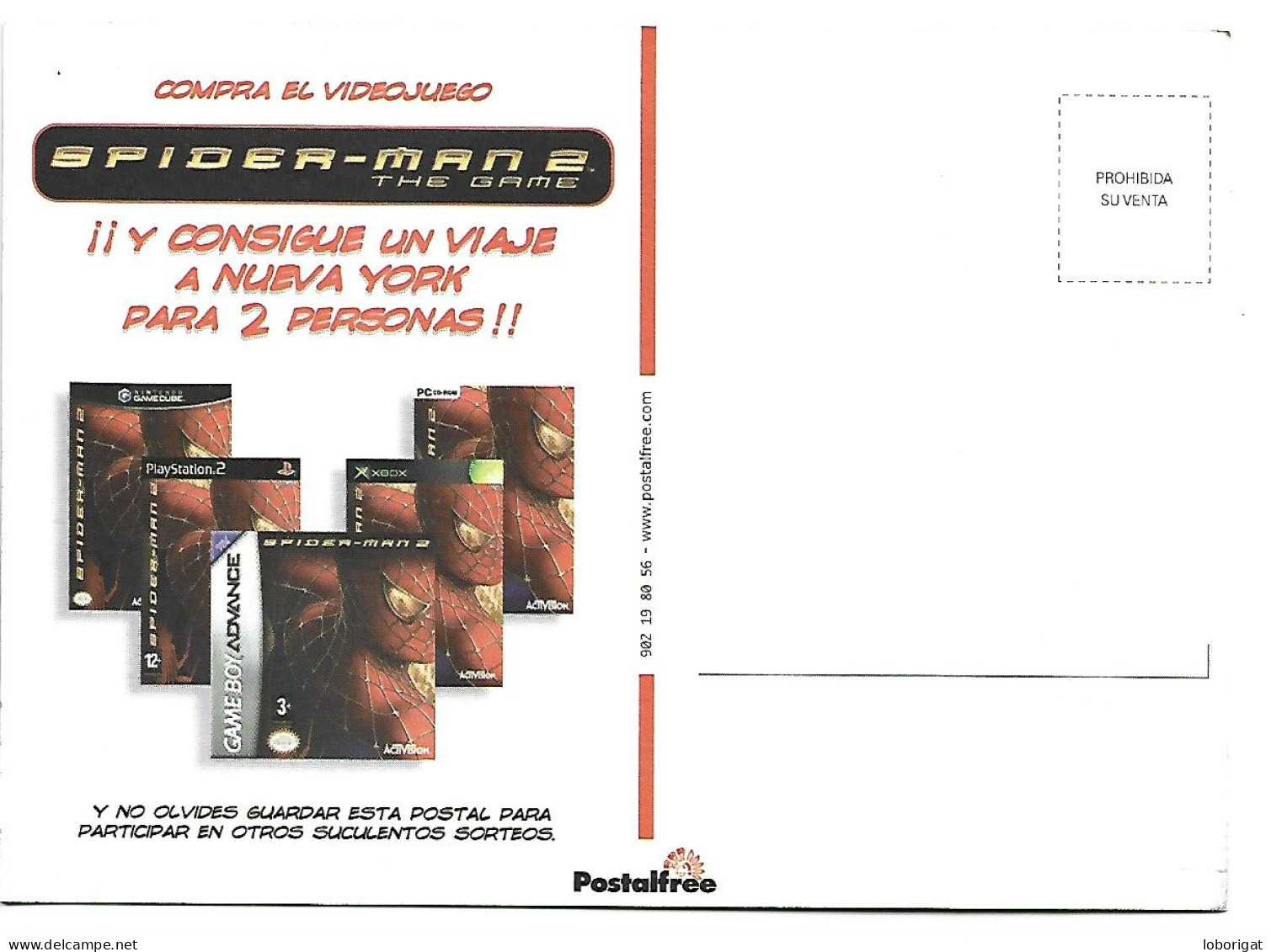 PUBLICIDAD DE JUEGO " SPIDERMAN II ".- - Werbepostkarten