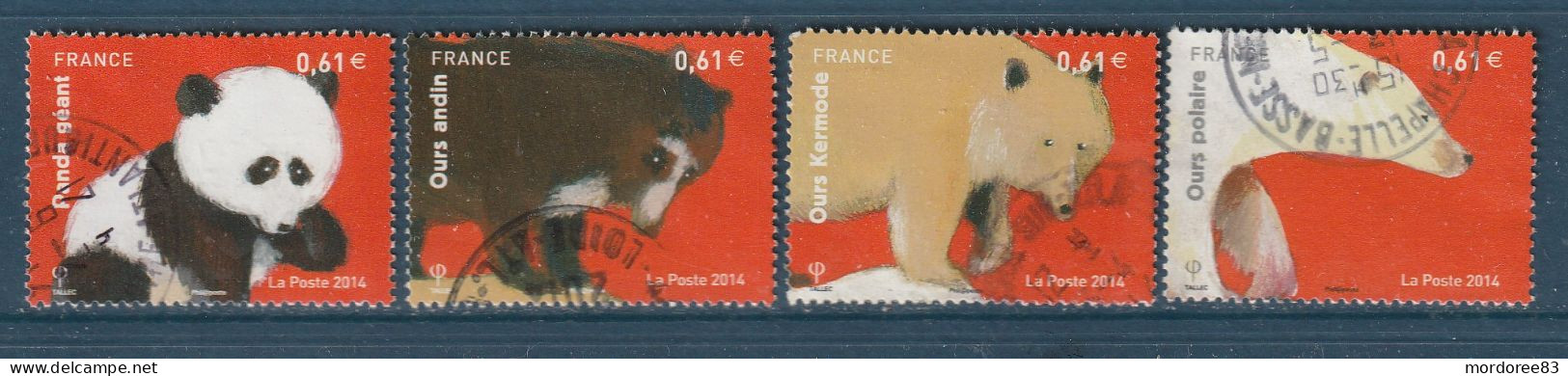 FRANCE 2014 ISSU DU BLOC LES OURS YT 4843 A 4846 OBLITERE - 2010-.. Matasellados