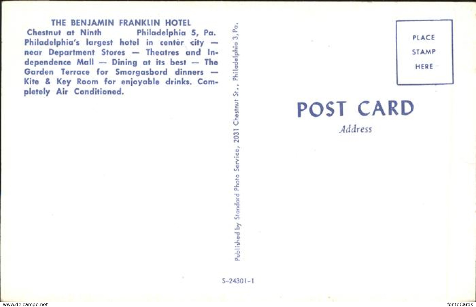 11312306 Philadelphia Pennsylvania Benjamin Franklin Hotel Kuenstlerkarte Philad - Sonstige & Ohne Zuordnung