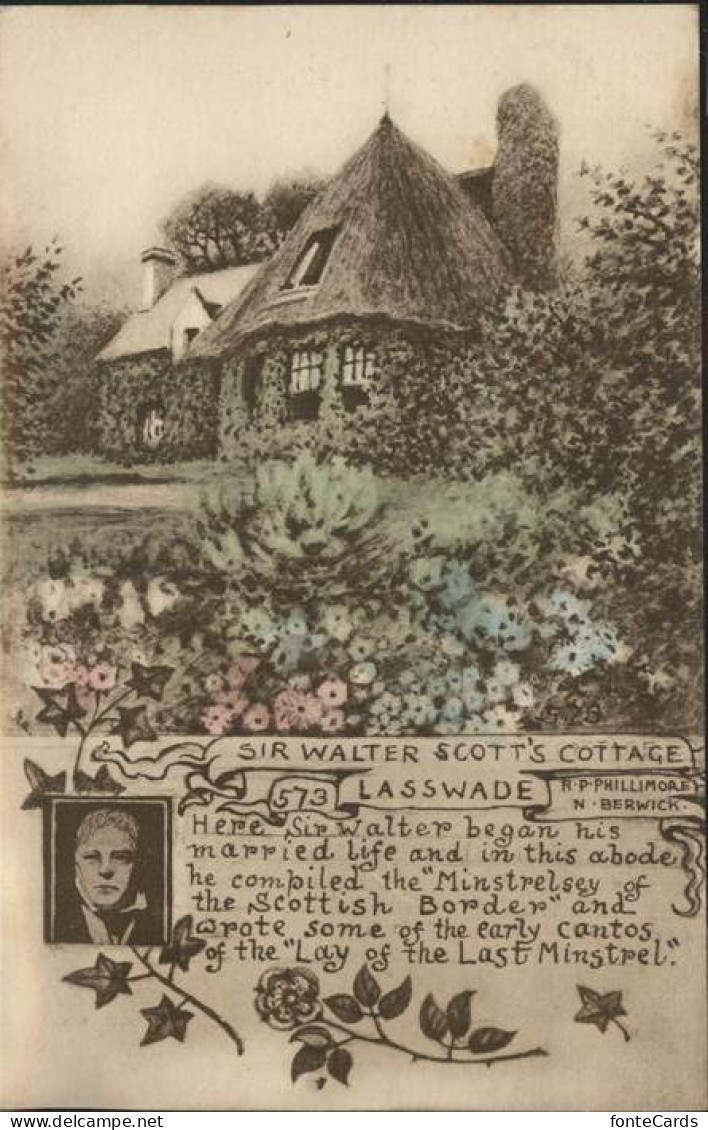 11312286 Midlothian Scotland Sir Walter Scott S Cottage Lasswalde Kuenstlerkarte - Autres & Non Classés