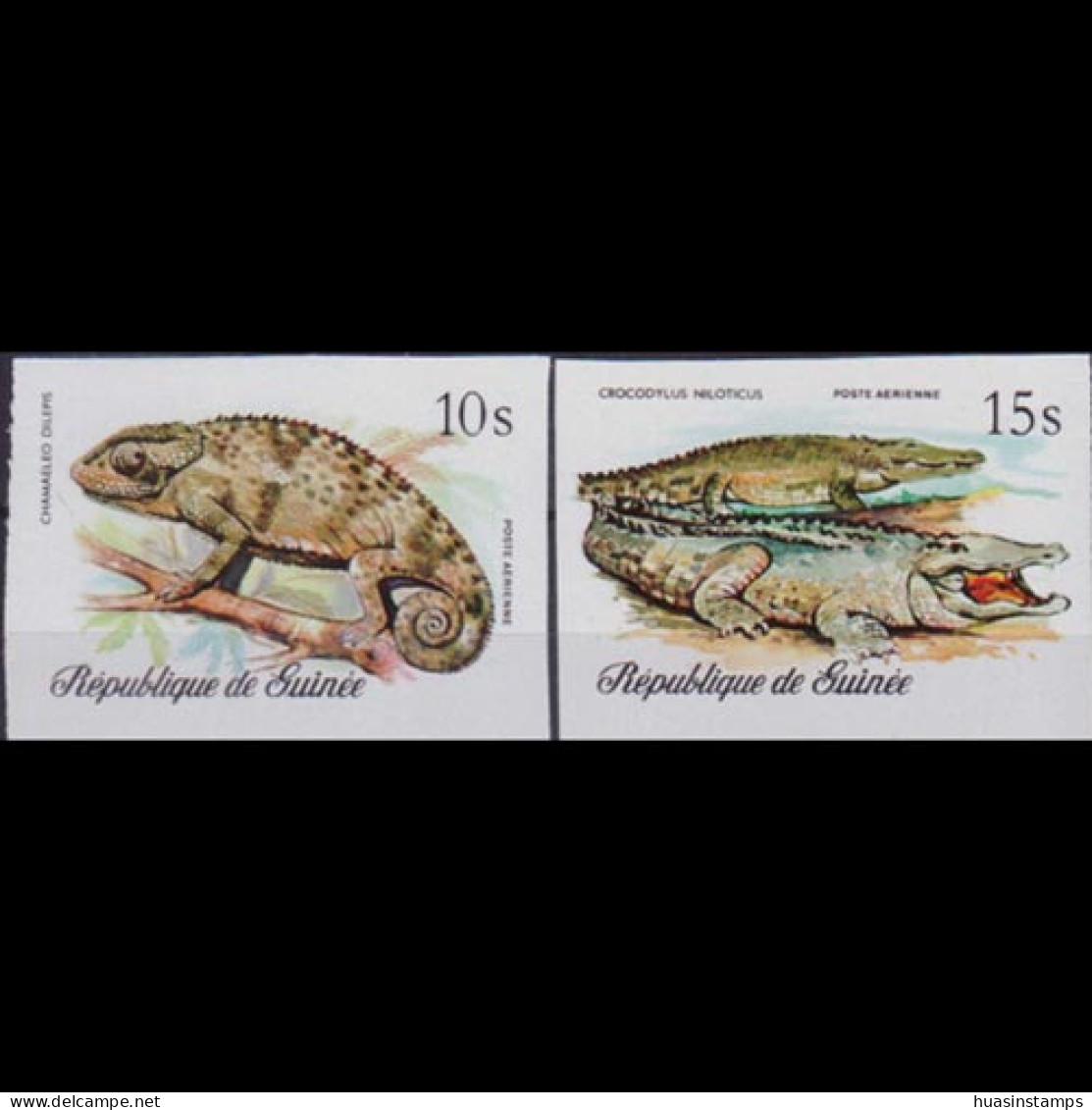 GUINEA 1977 - Scott# C134-5 Reptiles Imperf. Set Of 2 MNH - Guinea (1958-...)