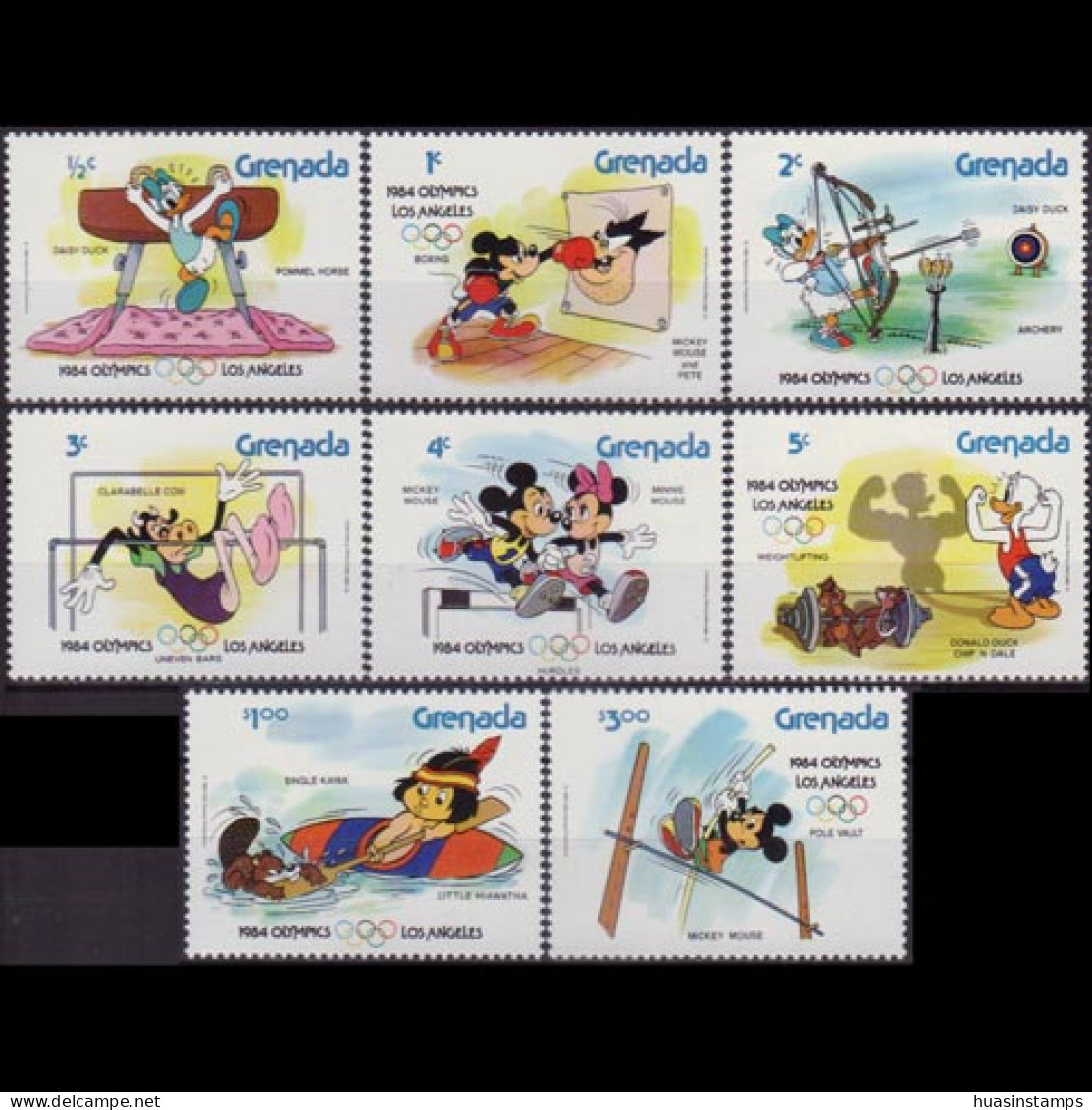 GRENADA 1984 - Scott# 1185a/93a Disney-Olympics 1/2c-$3 MNH - Grenade (1974-...)