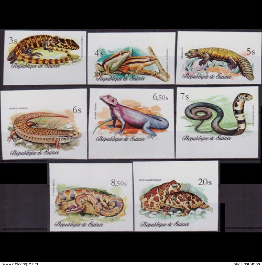 GUINEA 1977 - Scott# 744-51 Reptiles Imperf. Set Of 8 MNH - Guinea (1958-...)