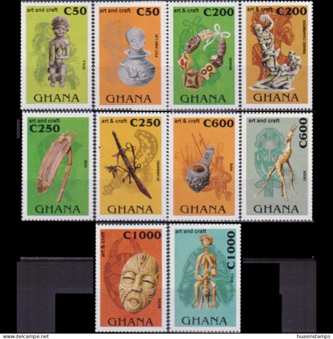 GHANA 1994 - Scott# 1629-38 Handicrafts Set Of 10 MNH - Ghana (1957-...)