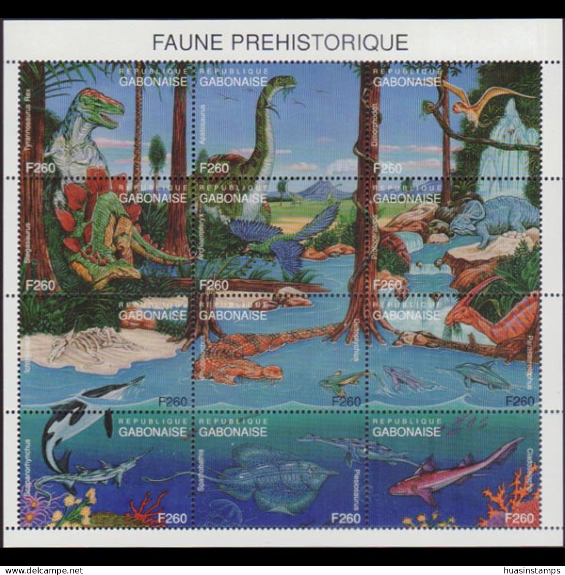 GABON 1995 - Scott# 802 Sheet-Dinosaurs MNH - Gabun (1960-...)