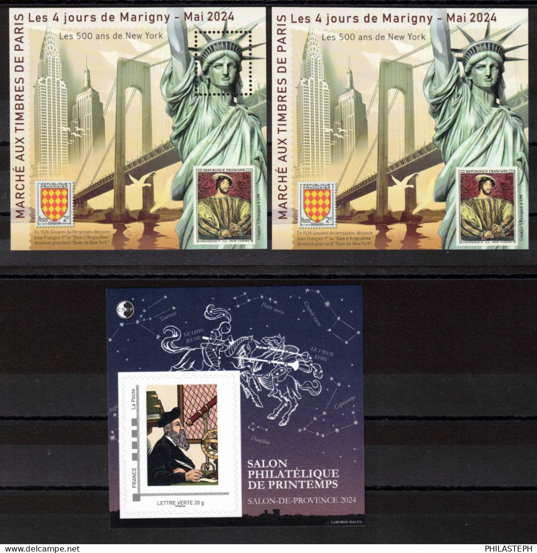 2024 CNEP 95 Salon De Provence 2024 - Nostradamus + BLOC CARRE MARIGNY - Paire D/ND  500 Ans  New-York ** - Unused Stamps