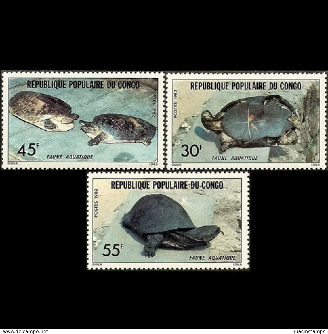 CONGO PR. 1982 - #655-7 Turtles Set Of 3 MNH Back Toned - Mint/hinged