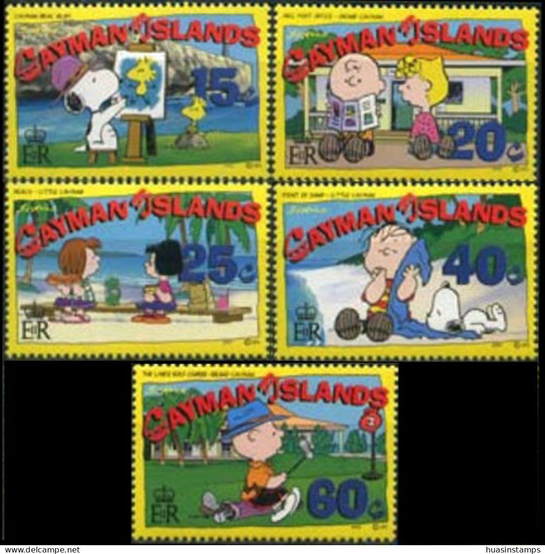 CAYMAN IS. 2002 - Scott# 849/54 Peanuts Comic 15-60c MNH - Caimán (Islas)