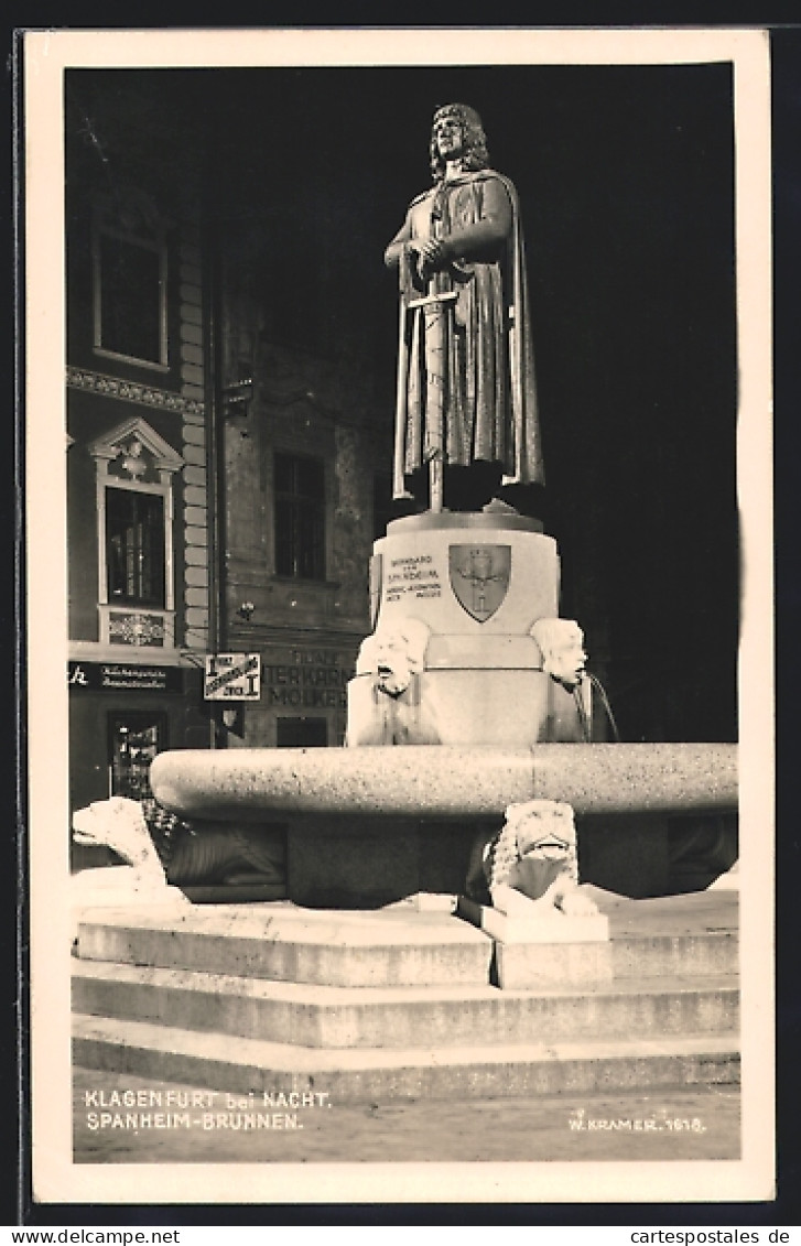 AK Klagenfurt, Spanheim-Brunnen Bei Nacht  - Altri & Non Classificati