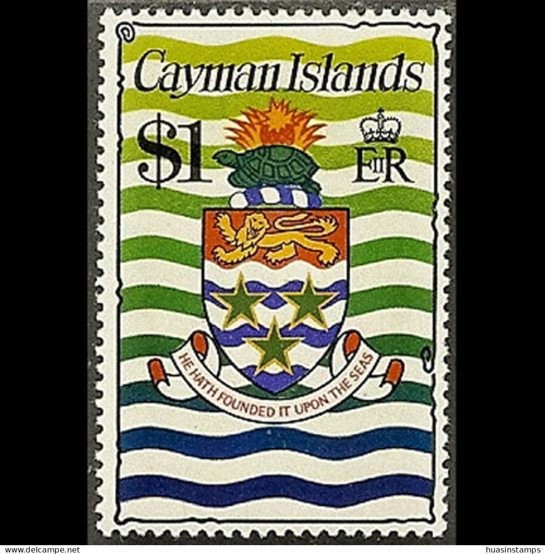 CAYMAN IS. 1977 - Scott# 344a Arms Wmk 373 $1 MNH - Cayman Islands